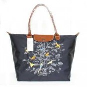 Sac A Main Longchamp soldes sortie Pliage Arbre De Vie Noir